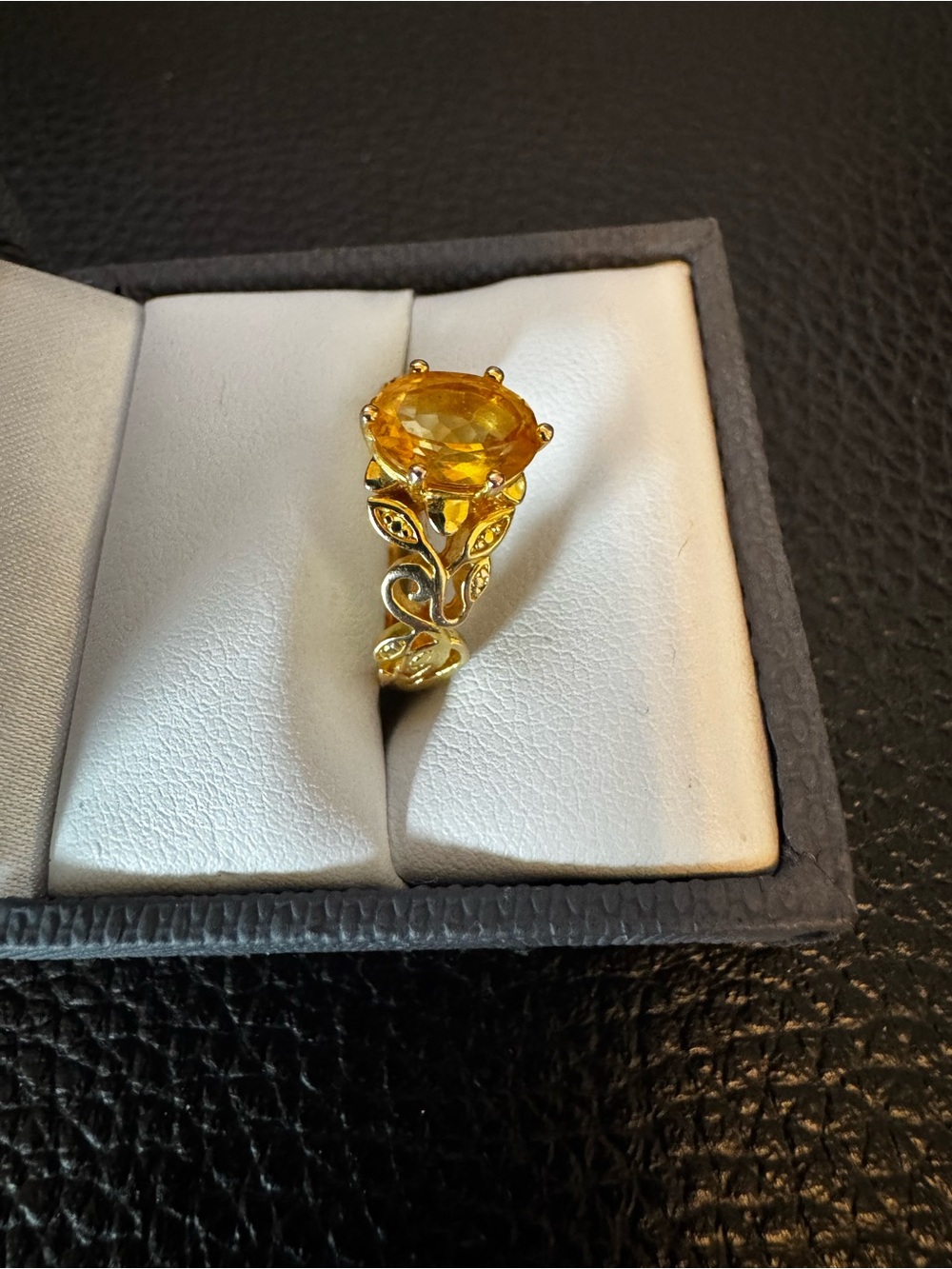 Oval Brazilian Citrine 18K over Sterling Silver. Size 7.